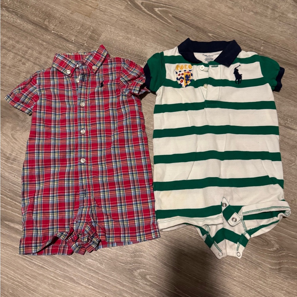 Plaid and Striped Baby Rompers